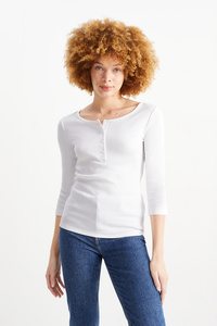 C&A Basic-Langarmshirt, Weiß, Größe: XS