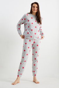 C&A Pyjama-gepunktet, Grau, Größe: S