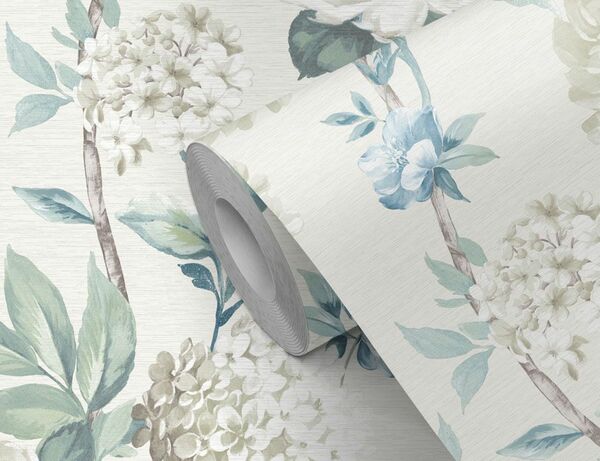 Bild 2 von Papiertapete Blume Grün Weiß