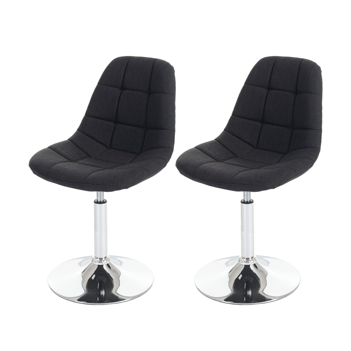 Bild 1 von 2er-Set Esszimmerstuhl MCW-A60, Dehstuhl Stuhl, Chrom ~ Textil dunkelgrau