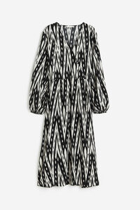H&M Wickelkleid mit Ballonärmeln Schwarz/Gemustert, Alltagskleider in Größe S. Farbe: Black/patterned