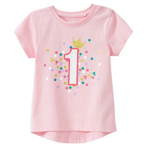 Baby T-Shirt mit Geburtstagszahl ROSA
