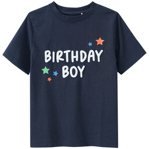 Jungen T-Shirt mit Geburtstags-Schriftzug DUNKELBLAU