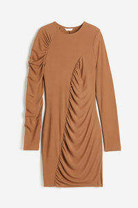 H&M Drapiertes Jerseykleid Braun, Alltagskleider in Größe XL. Farbe: Brown