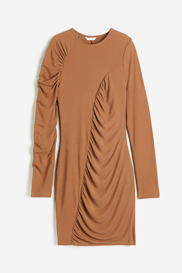 Bild 1 von H&M Drapiertes Jerseykleid Braun, Alltagskleider in Größe XL. Farbe: Brown