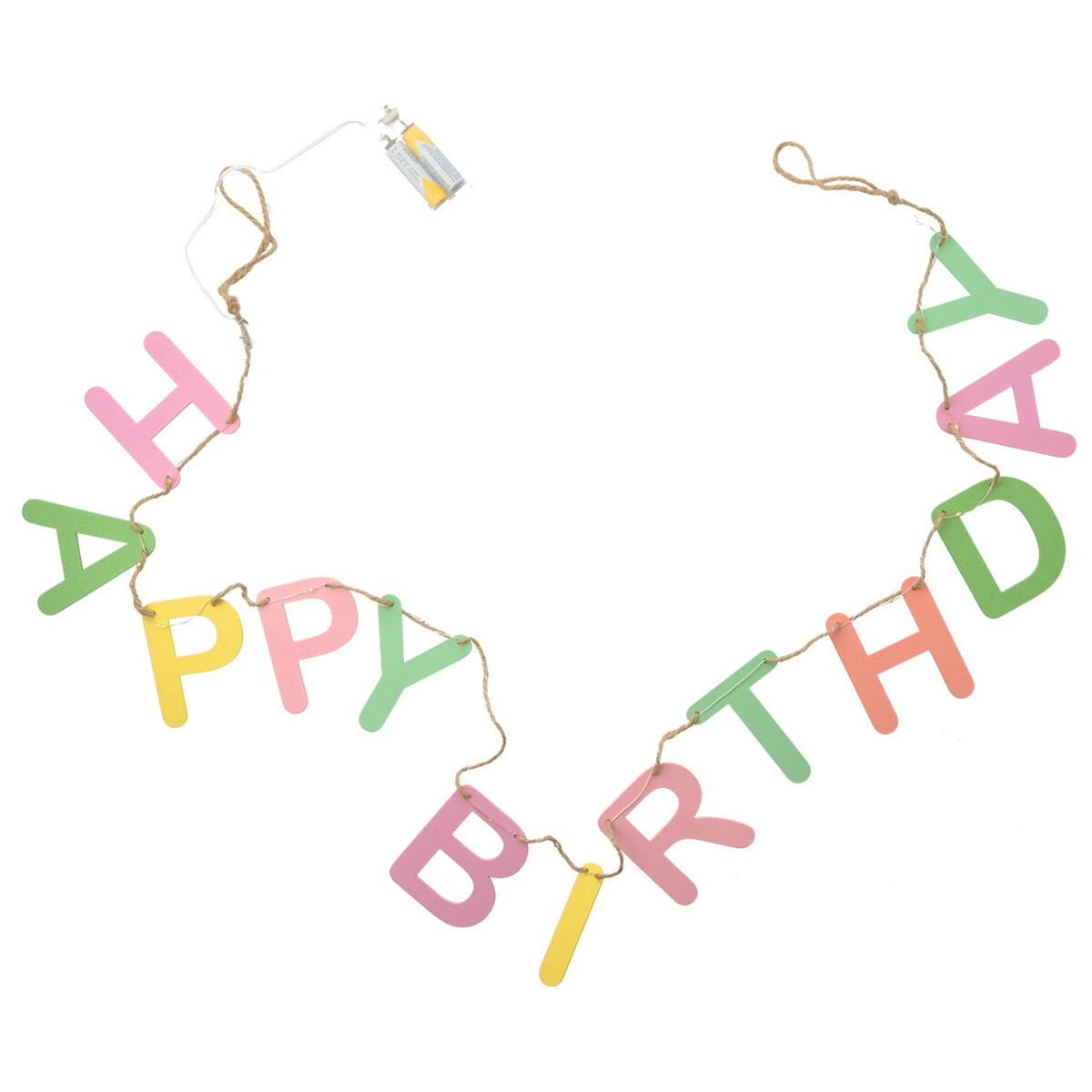 Bild 1 von LED-Lichterkette zum Geburtstag ROSA / HELLGRÜN / GELB