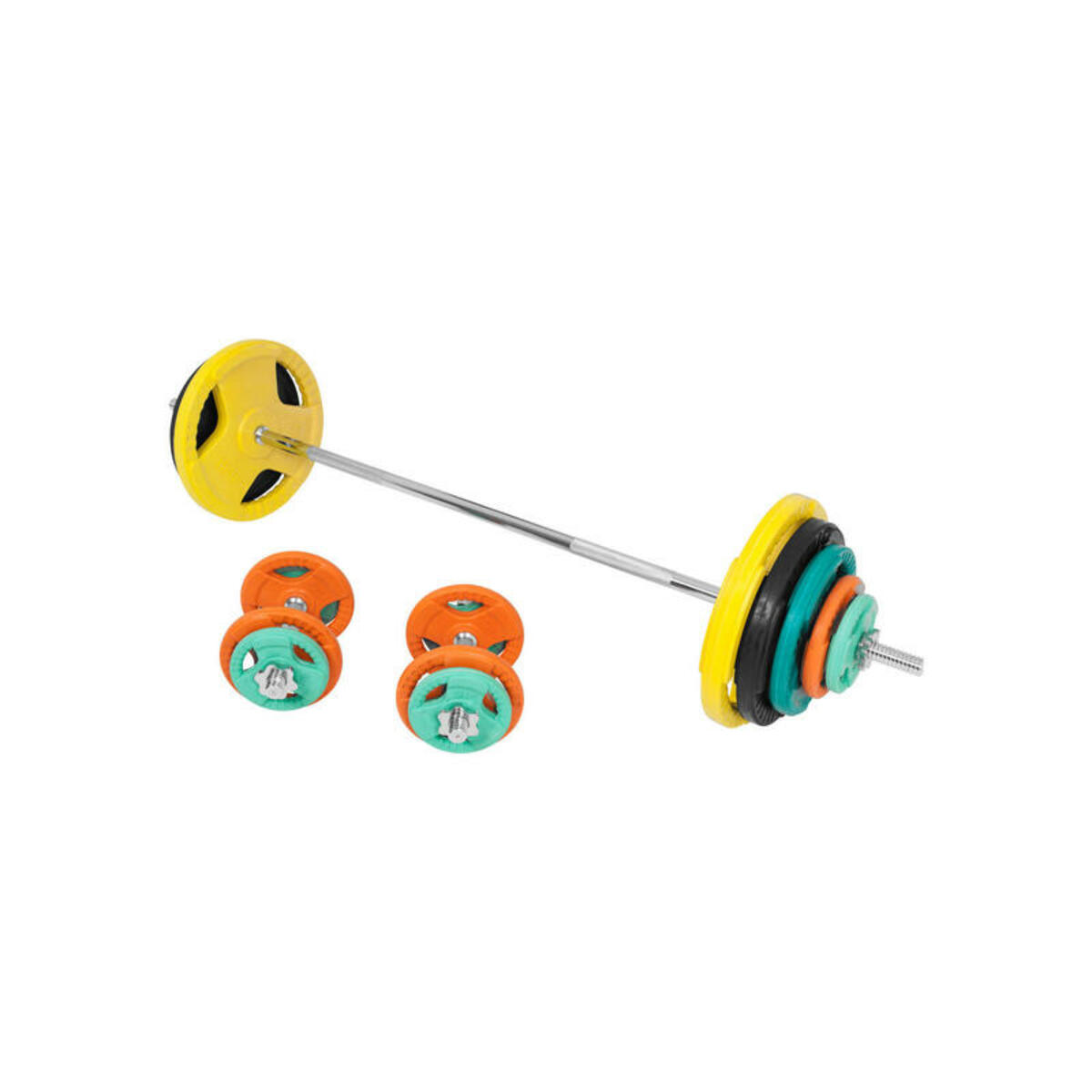 Bild 1 von GORILLA SPORTS Langhantelset Sternverschluss Gummi Gripper 100 kg