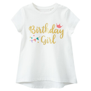 Mädchen T-Shirt mit Geburtstags-Schriftzug CREMEWEISS