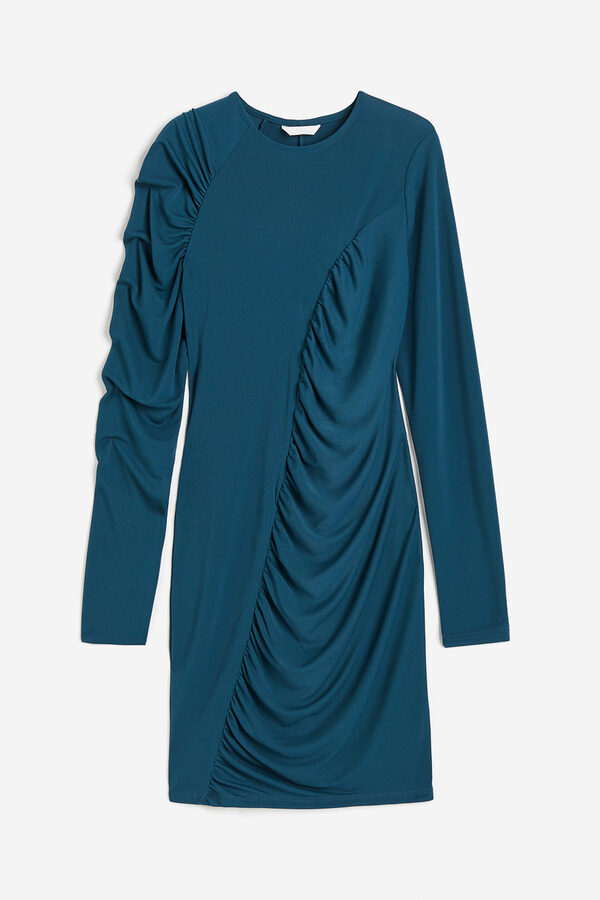Bild 1 von H&M Drapiertes Jerseykleid Dunkeltürkis, Alltagskleider in Größe XS. Farbe: Dark turquoise