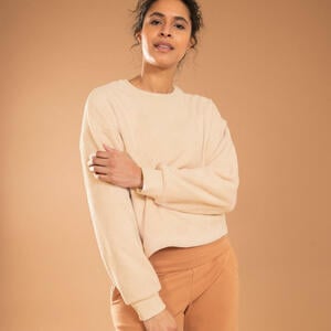KIMJALY Sweatshirt Fleece Yoga & Meditation - Cocoon beige