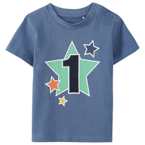 Baby T-Shirt mit Geburtstagszahl BLAU