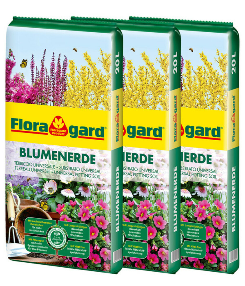 Bild 1 von Floragard Blumenerde, 3 x 20 l
