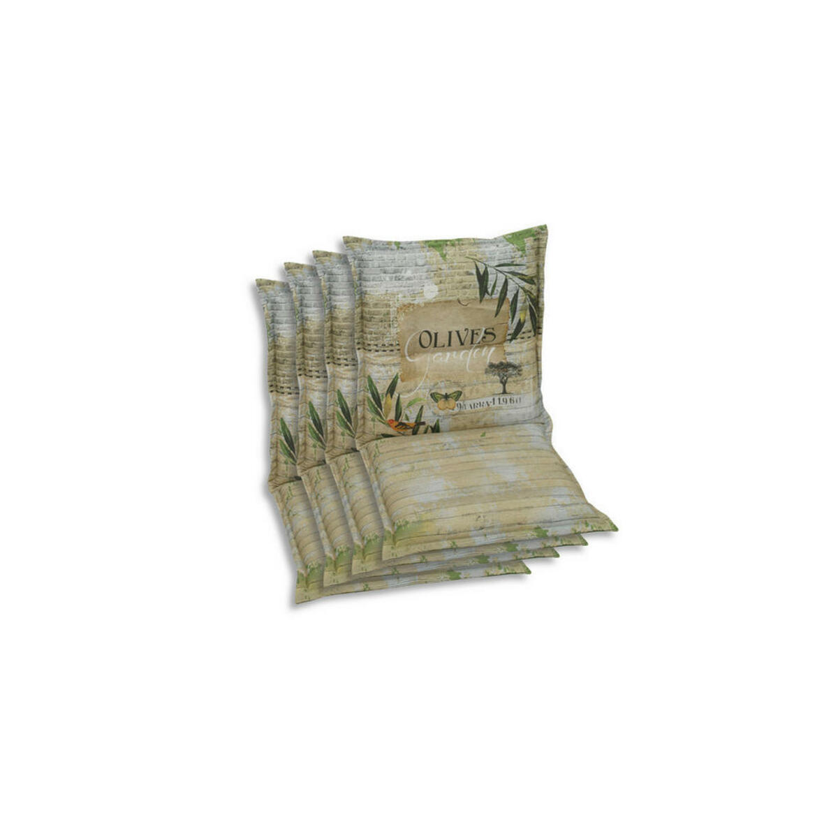 Bild 1 von Sesselauflagenset, Grün, Dunkelgrün, Hellgrün, Textil, 4-teilig, Floral, Füllung: Schaumstoff, Vlies, 50x7x100 cm, Oeko-Tex® Standard 100, pflegeleicht, hochwertige Qualität, langlebig, für de