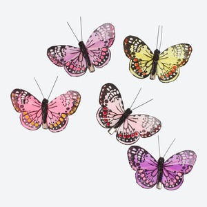 Deko-Schmetterlinge mit Clip, 5er-Pack, ca. 8x6x2cm