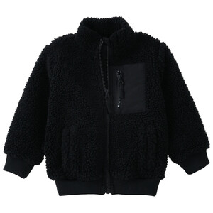 Jungen Jacke aus Teddyfleece SCHWARZ