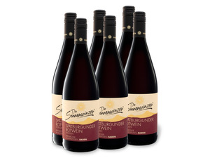 6 x 1,0-l-Flasche Weinpaket Breisacher Vulkanfelsen Spätburgunder QbA trocken, Literflasche, Rotwein, 
         4.5-l