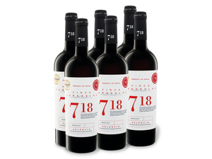 6 x 0,75-l-Flasche Weinpaket 718 Finca Cañadelas Merlot Valencia DOP trocken vegan, Rotwein, 
         4.5-l