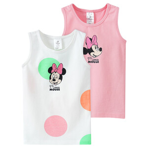 2 Minnie Maus Unterhemden mit Print WEISS / ROSA