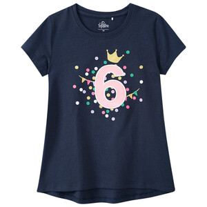 Mädchen T-Shirt mit Geburtstagszahl DUNKELBLAU