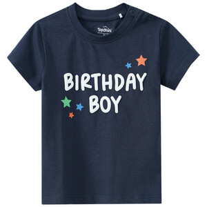 Baby T-Shirt mit Geburtstags-Schriftzug DUNKELBLAU