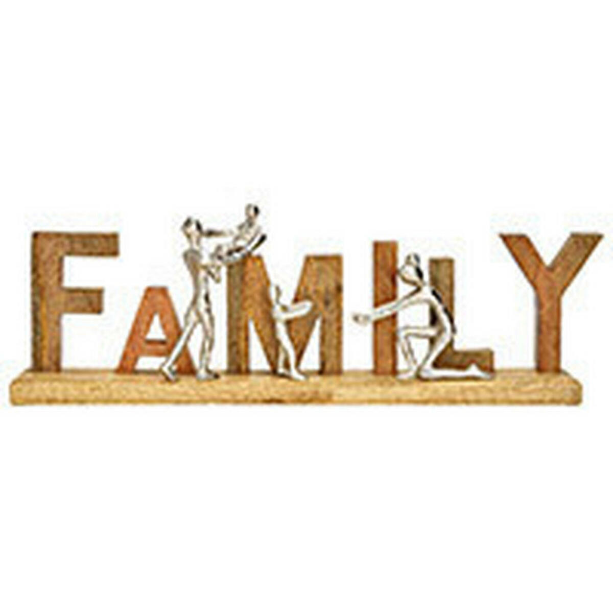 Bild 1 von Dekoschriftzug, Natur, Holz, Metall, Mangoholz, Schriftzug, 55x21x7 cm, Dekoration, Skulpturen & Dekoobjekte, Dekoobjekte