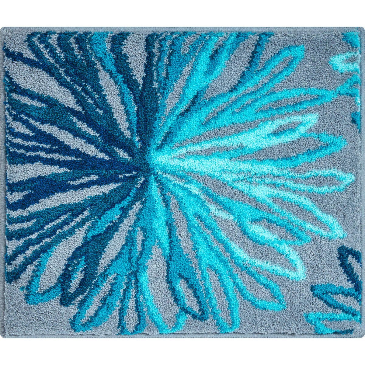 Bild 1 von Grund Bidet-Vorleger Art, Grau, Türkis, Textil, Blume, rechteckig, 50 cm, Oeko-Tex® Standard 100, rutschfest, Badtextilien, Badematten