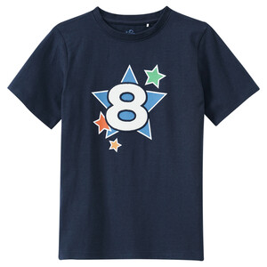 Jungen T-Shirt mit Geburtstagszahl DUNKELBLAU
