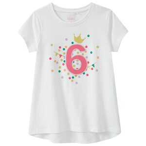 Mädchen T-Shirt mit Geburtstagszahl WEISS
