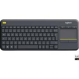 Logitech Wireless K400 Plus Funk-Tastatur Schwarz Integriertes Touchpad, Maustasten
