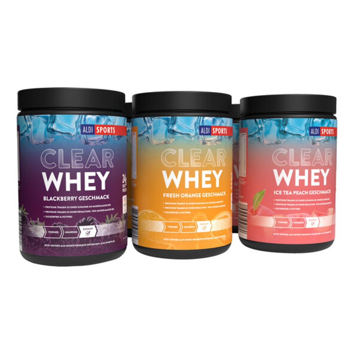 Bild 1 von Clear Whey Protein Pfirsich, Brombeere & Orange (3 x 420 g = 1.260 g)