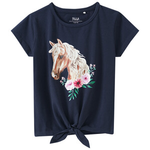 Mädchen T-Shirt mit Pferde-Motiv DUNKELBLAU