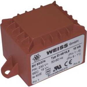 Weiss Elektrotechnik 85/378 Printtransformator 1 x 230 V 2 x 12 V/AC 10 VA 417 mA