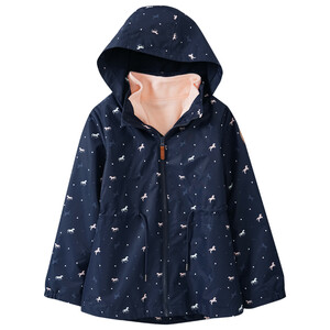 Mädchen 3-in-1 Jacke mit Pferde-Allover DUNKELBLAU / APRICOT