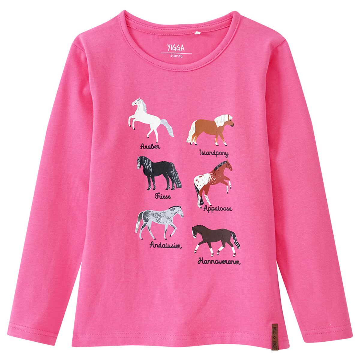 Bild 1 von Mädchen Langarmshirt mit Pferde-Motiven PINK