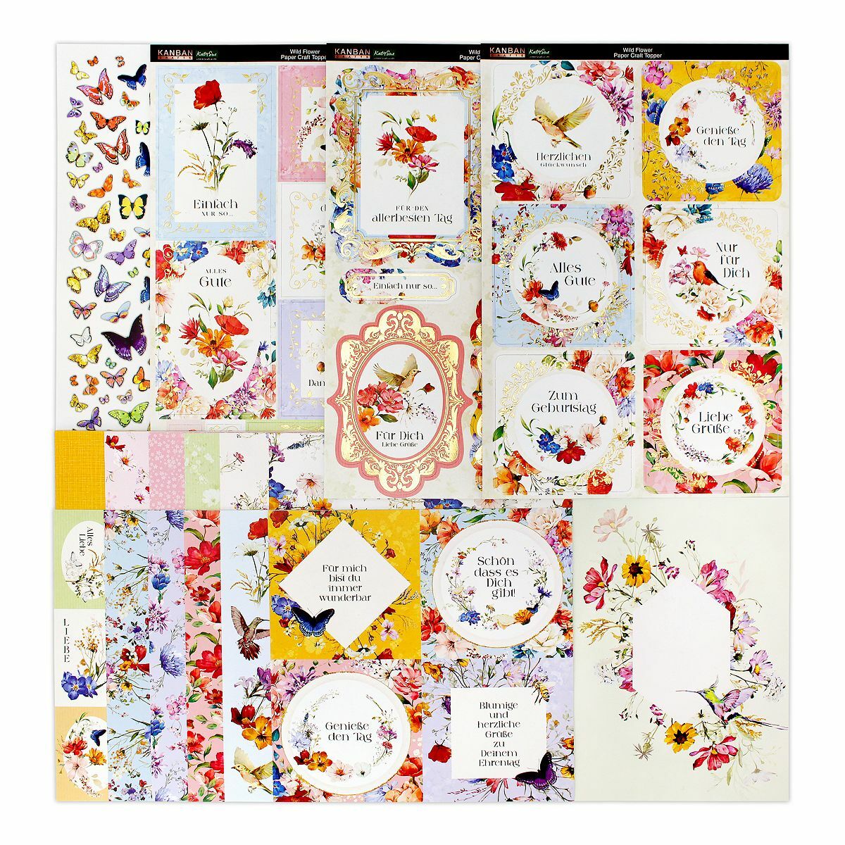 Bild 1 von KANBAN Grußkarten-Set Blumenmotive inkl. Stanzbogen 31tlg.