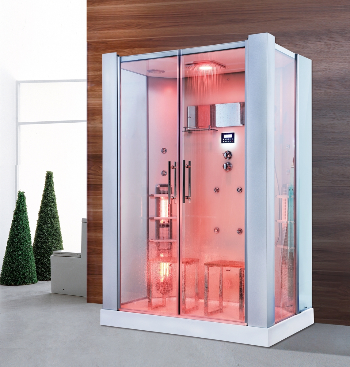 Bild 2 von PureHaven 2in1 Dampfdusche und Infrarotsauna 145x90 cm mit Aluminiumrahmen komplettem Zubehör Tropen