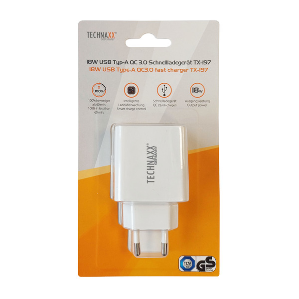 Bild 2 von Technaxx "Fast Charge" - Ladegerät, USB-Typ-A QC 3.0 Schnellladegerät 18W