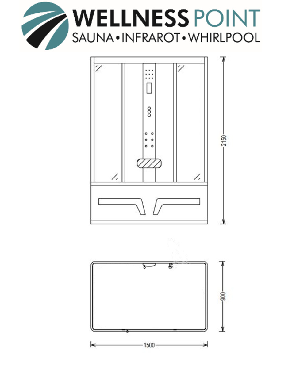 Bild 2 von PureHaven 2in1 Whirlpool und Dampfdusche 150x90 cm mit Tropenbrause Multimediasystem Sitzfläche Mass