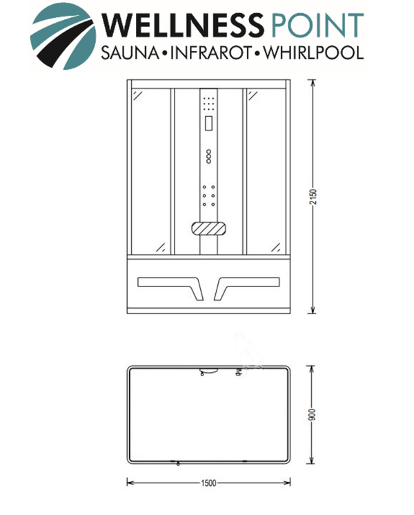 Bild 2 von PureHaven 2in1 Whirlpool und Dampfdusche 150x90 cm mit Tropenbrause Multimediasystem Sitzfläche Mass