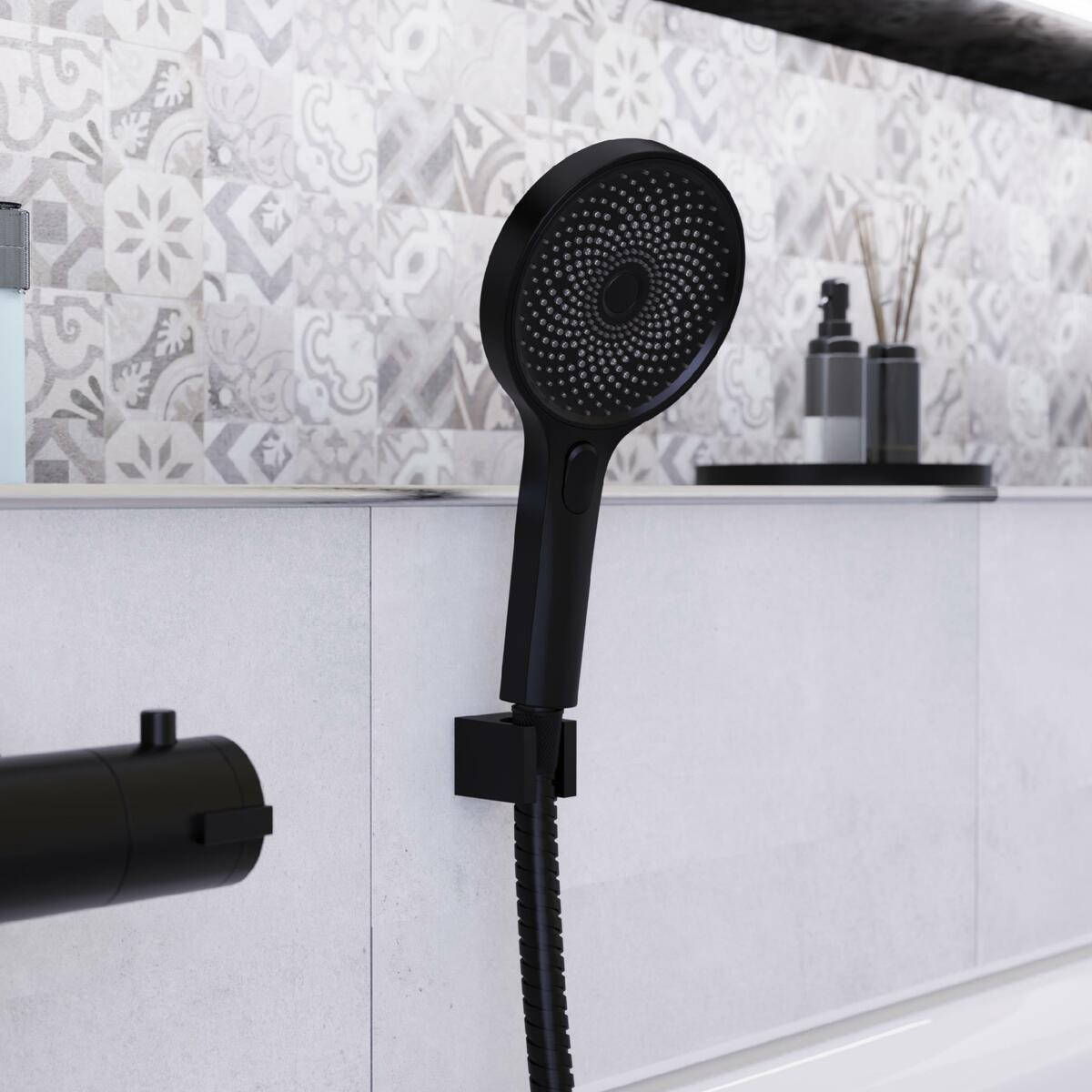 Bild 1 von SCHÜTTE Handbrause SAMOA RAIN, Duschbrause mit 3 Strahlarten Schwarz matt
