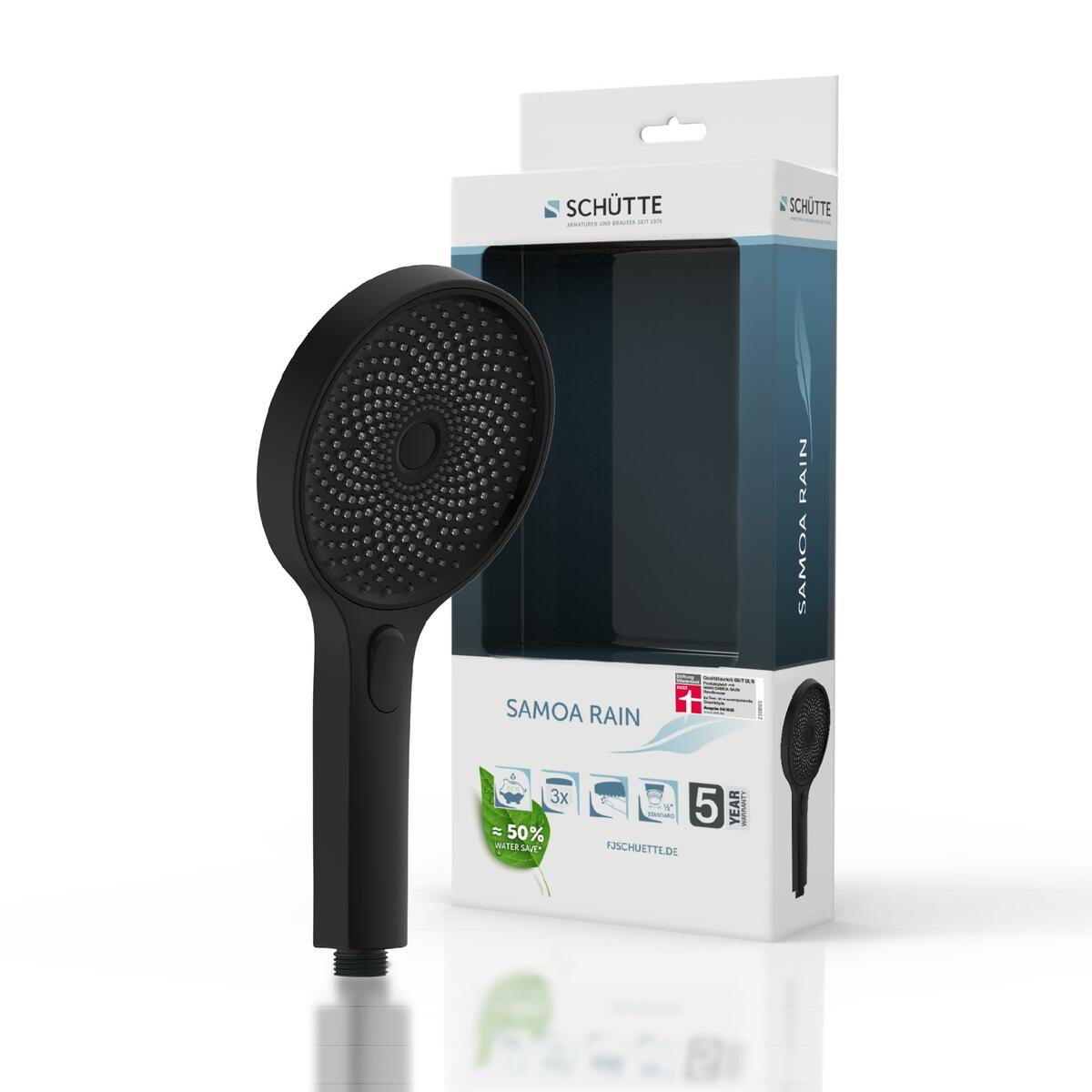 Bild 4 von SCHÜTTE Handbrause SAMOA RAIN, Duschbrause mit 3 Strahlarten Schwarz matt