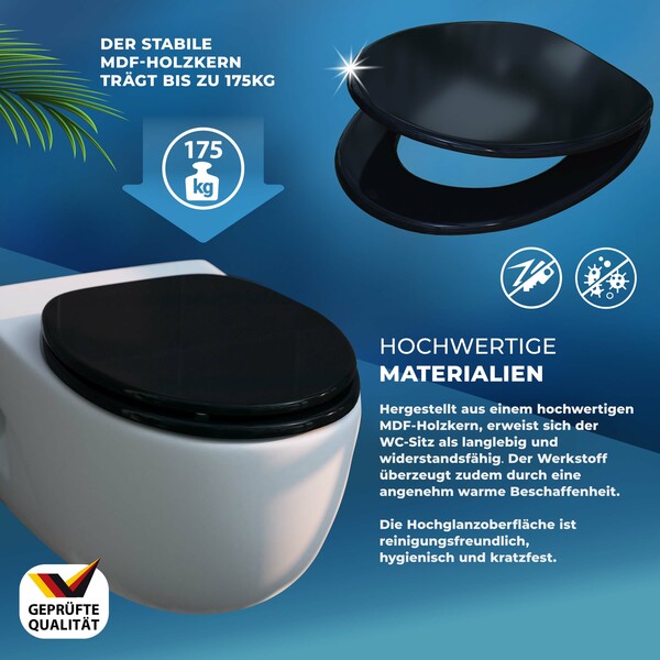 Bild 4 von Casaria® Toilettensitz Schwarz mit Absenkautomatik