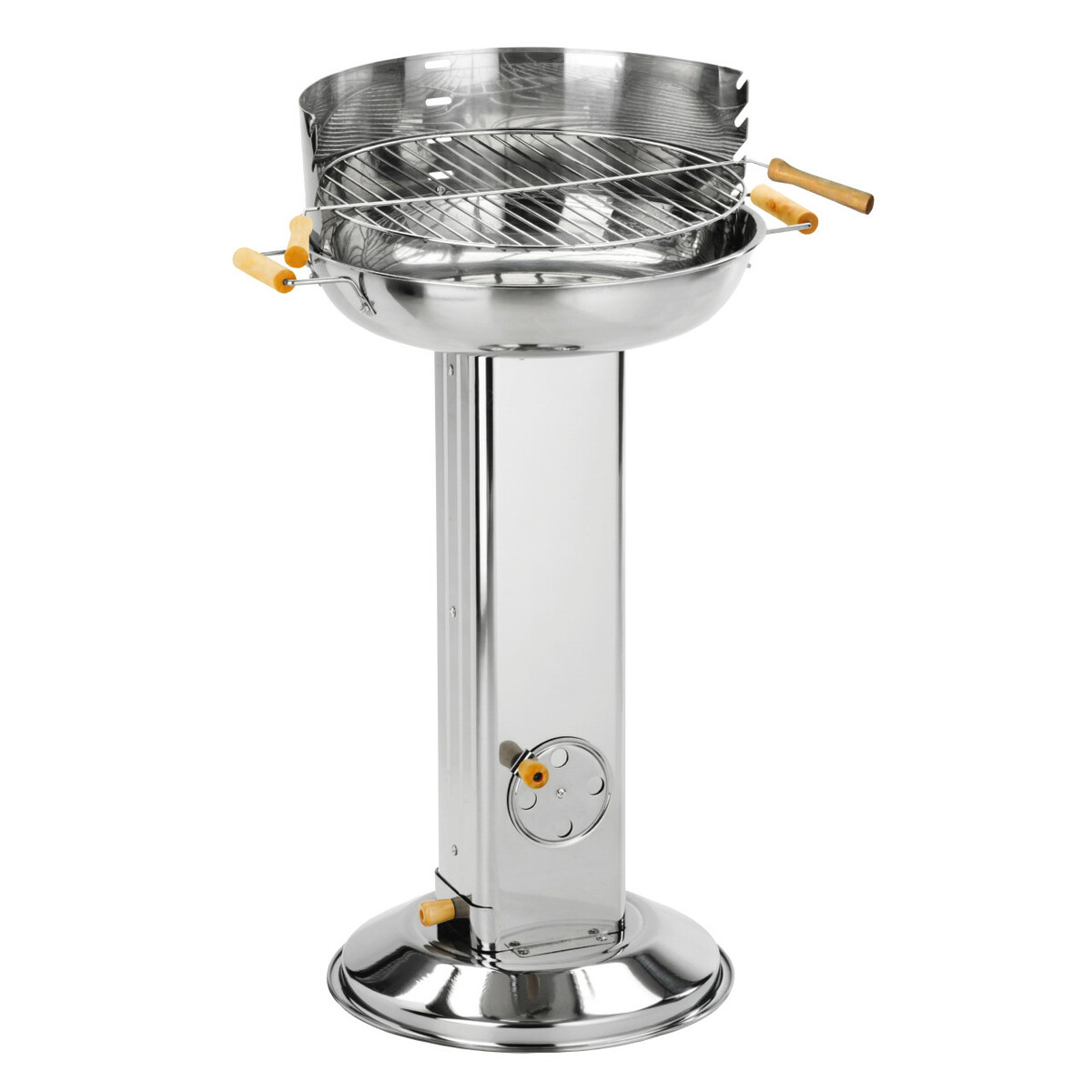 Bild 1 von Säulengrill rund aus Edelstahl, Ø 43cm mit Griffen aus Holz