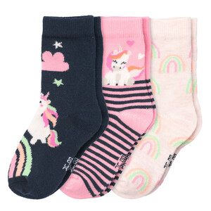 3 Paar Baby Socken im Set DUNKELBLAU / CREME / ROSA