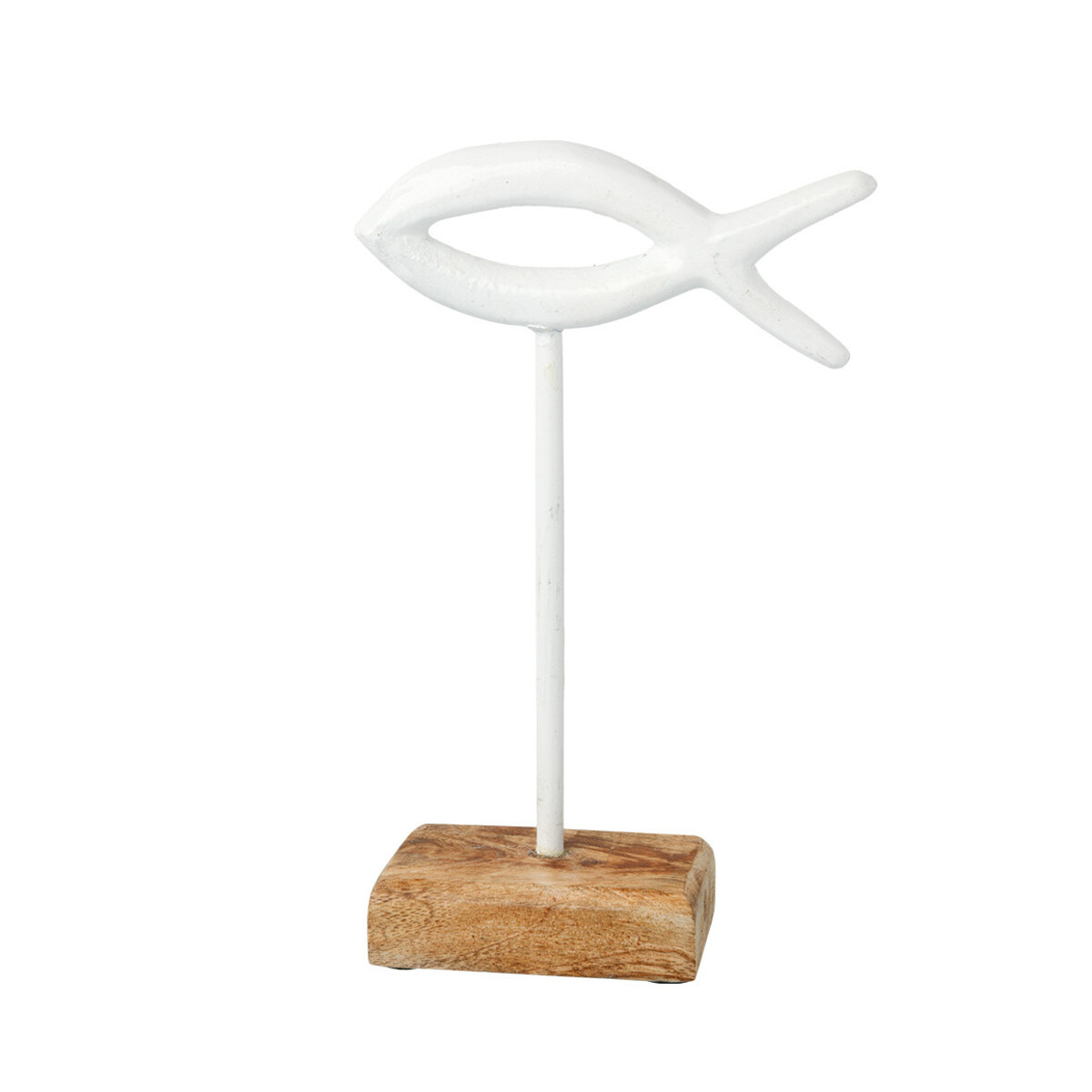 Bild 1 von Kleiner Deko-Aufsteller Fisch mit Holzfuß WEISS