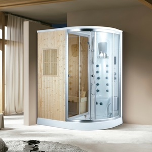PureHaven Luxus Dampfdusche mit Saunafunktion 170x100 cm Massagedüsen LED-Lichtern Tropenbrause Sitz