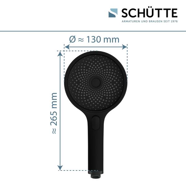 Bild 3 von SCHÜTTE Handbrause SAMOA RAIN, Duschbrause mit 3 Strahlarten Schwarz matt