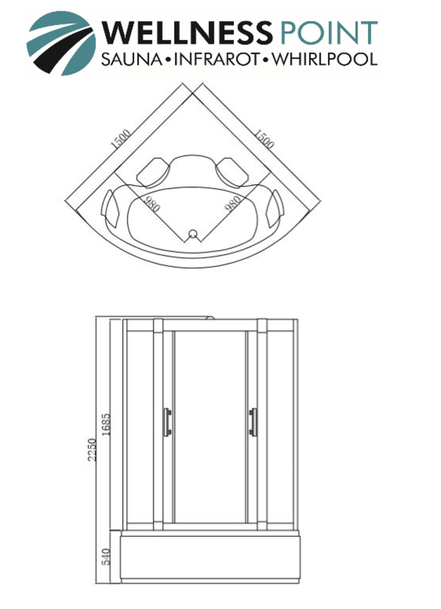 Bild 3 von PureHaven 2in1 Whirlpool und Dampfdusche 150x150x225 cm mit Aluminiumrahmen Tropenbrause Sitzfläche