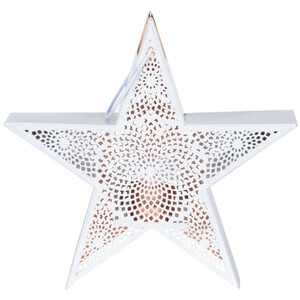 Windlicht Star 34x10x33cm weiß/kupfer aus Metall