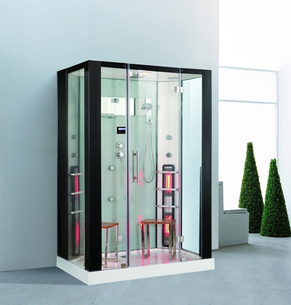 Bild 2 von PureHaven Dampfdusche und Infrarotsauna 145x90 cm mit Aluminiumrahmen komplettem Zubehör Tropenbraus